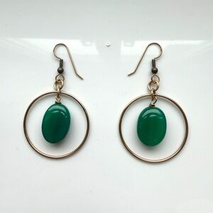 Gold & Green Hoop Earrings